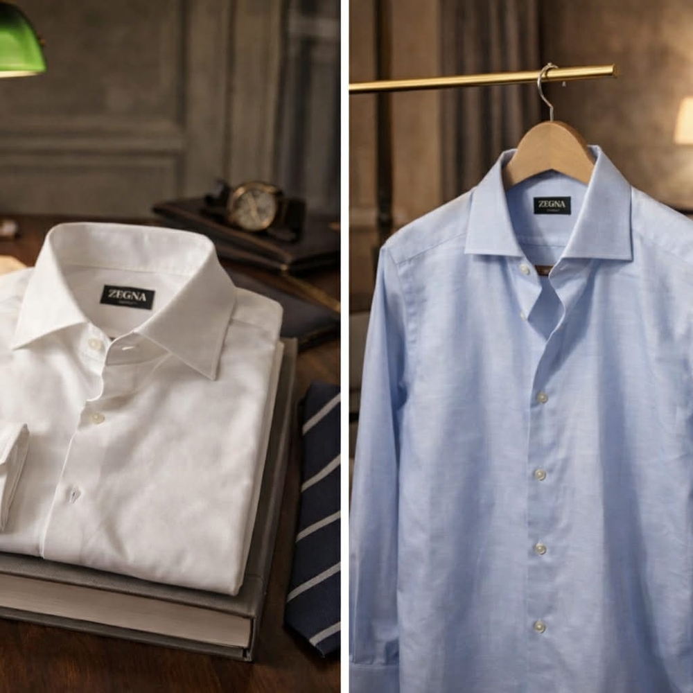 Zegna White and Light Blue Dress Shirts for Men